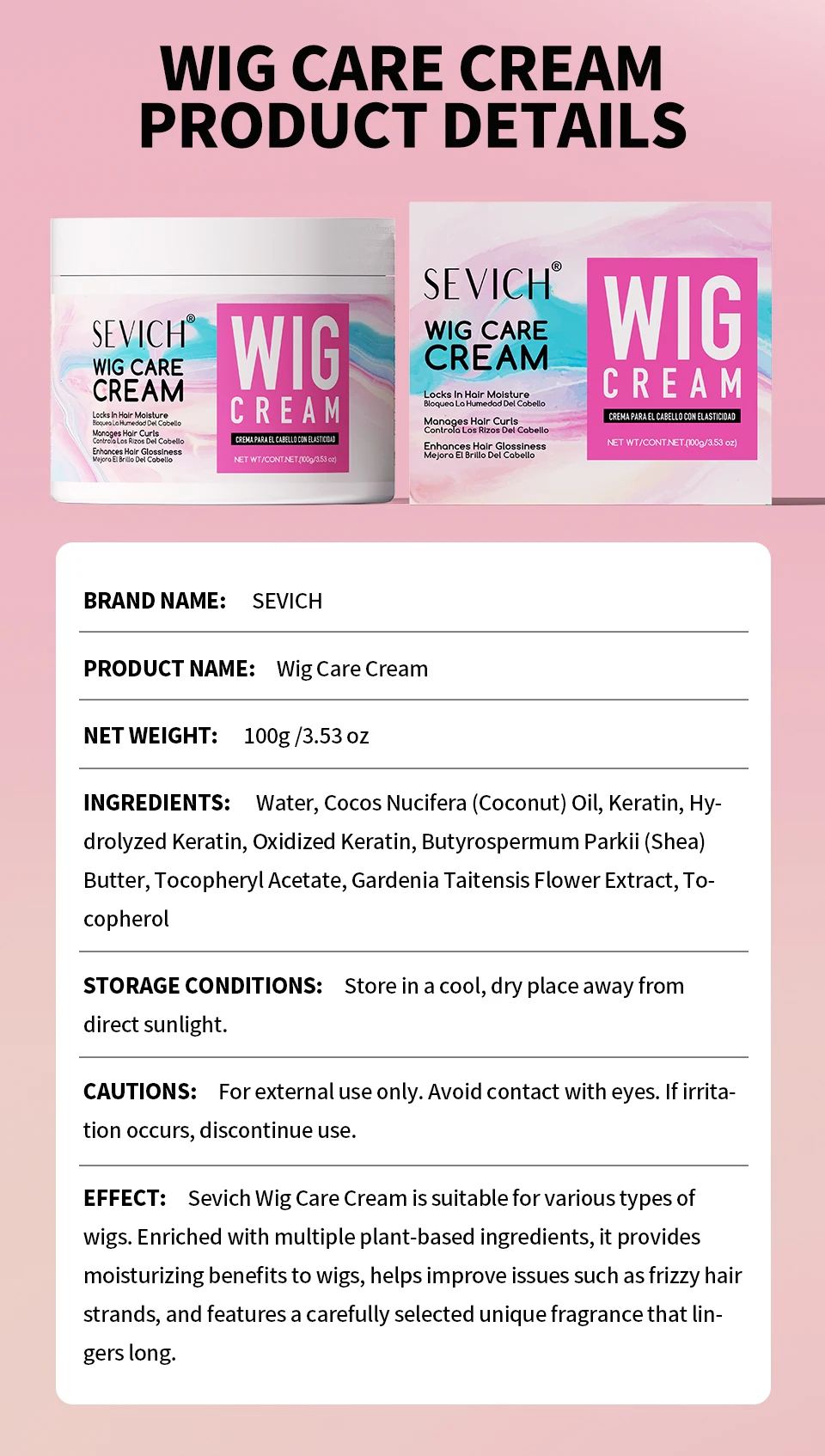 SEVICH Professional Wig Hair Care Products Wig Smoothing Keratin Hair Mask Oil Control Deep Cleansing Wig Shampoo Wig Care Spray