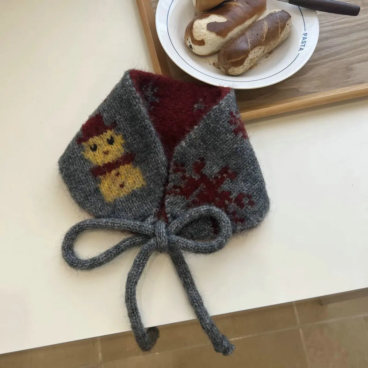 Cute Snowman Jacquard Knit Earmuffs for Women Winter Cold Protection Plush Ear Warmers Korean Style Windproof Strap Ear Muffs