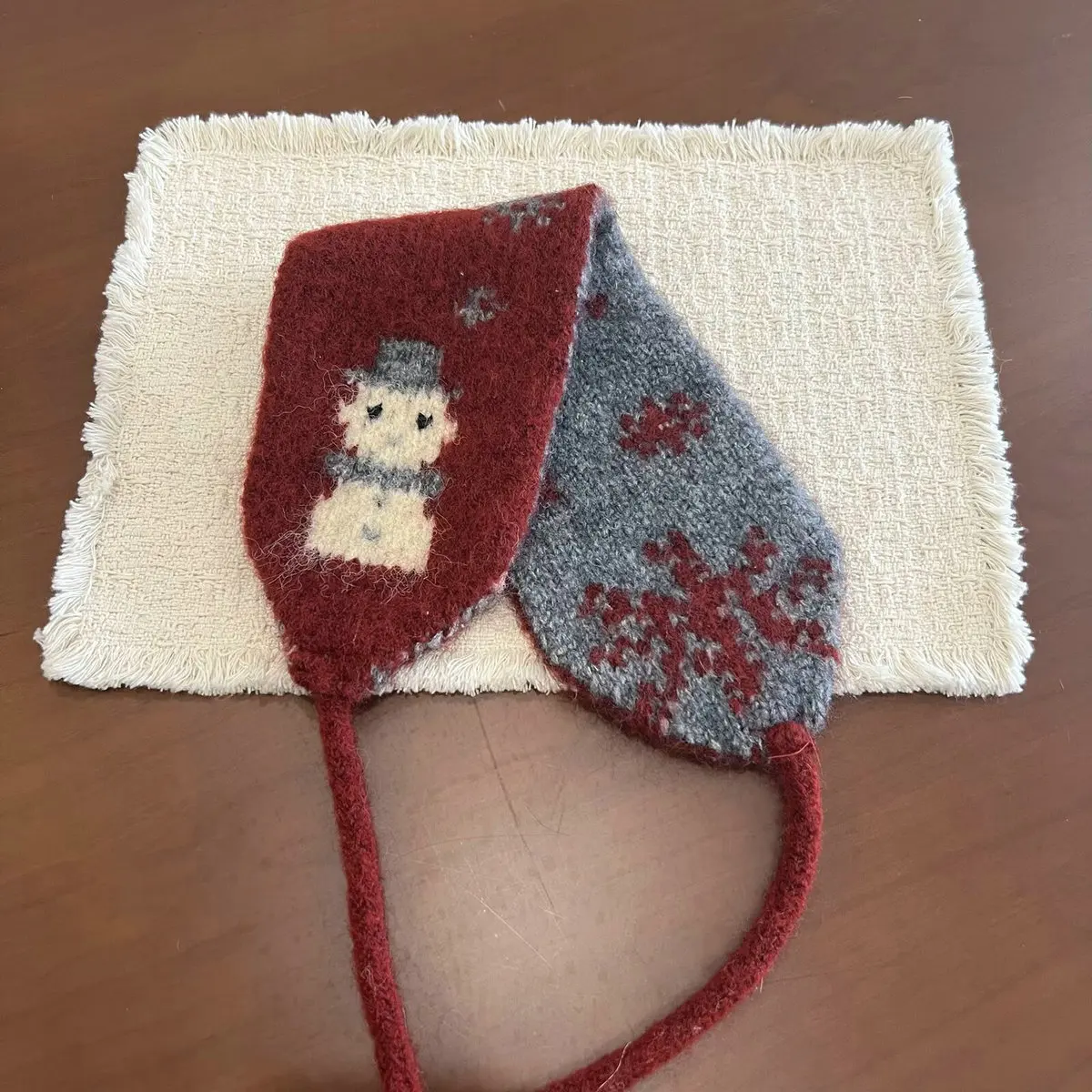 Cute Snowman Jacquard Knit Earmuffs for Women Winter Cold Protection Plush Ear Warmers Korean Style Windproof Strap Ear Muffs