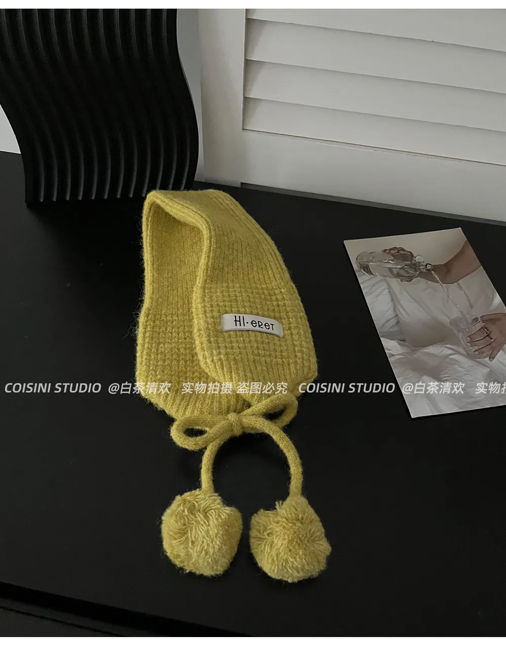 Y2K Sweet Fuzzy Knit Earmuffs Fo Women Warmer Headband Bow Pom‑pom Decoration Winter Windproof Ear Muff Streetwear Ear Cover