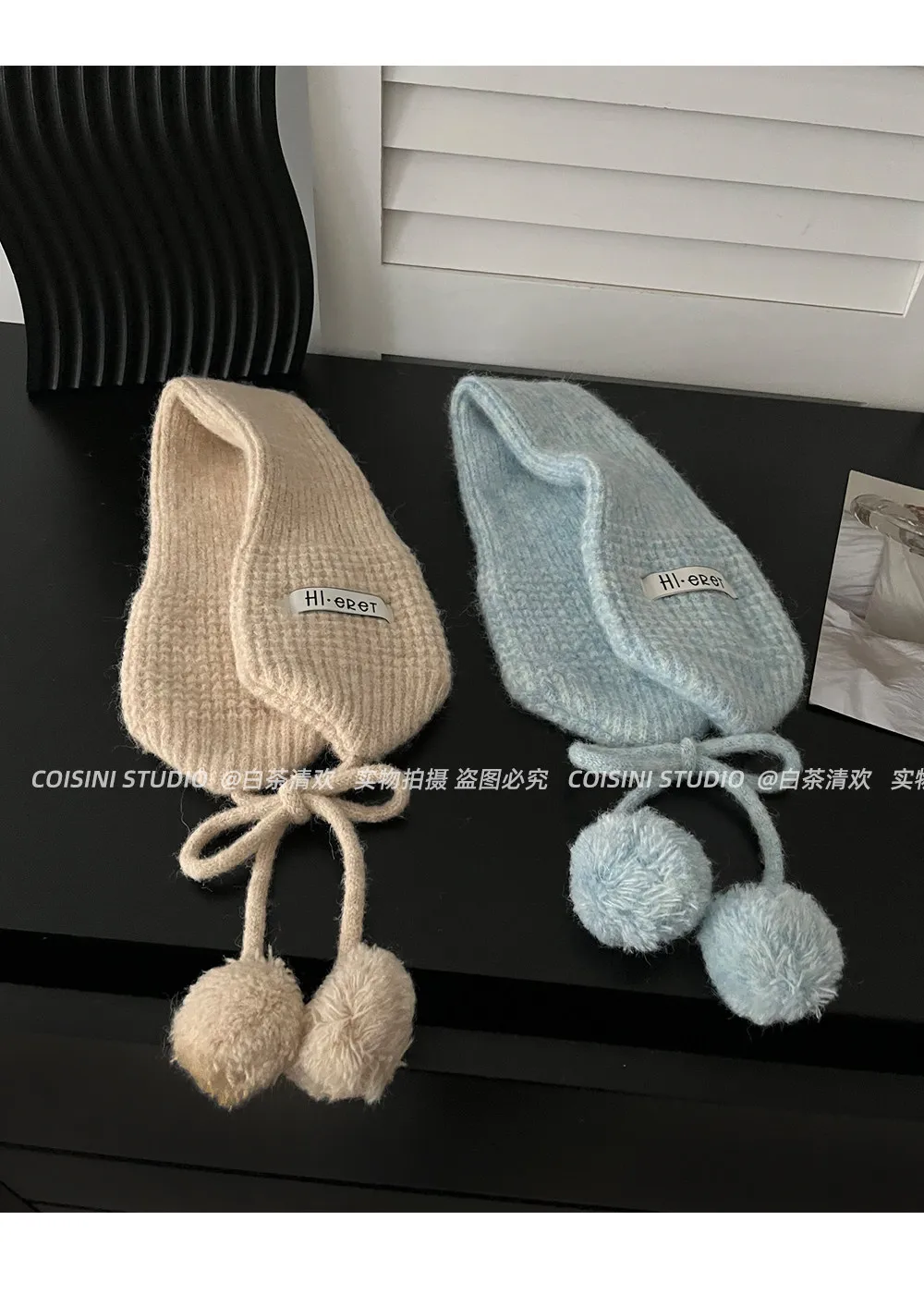 Y2K Sweet Fuzzy Knit Earmuffs Fo Women Warmer Headband Bow Pom‑pom Decoration Winter Windproof Ear Muff Streetwear Ear Cover
