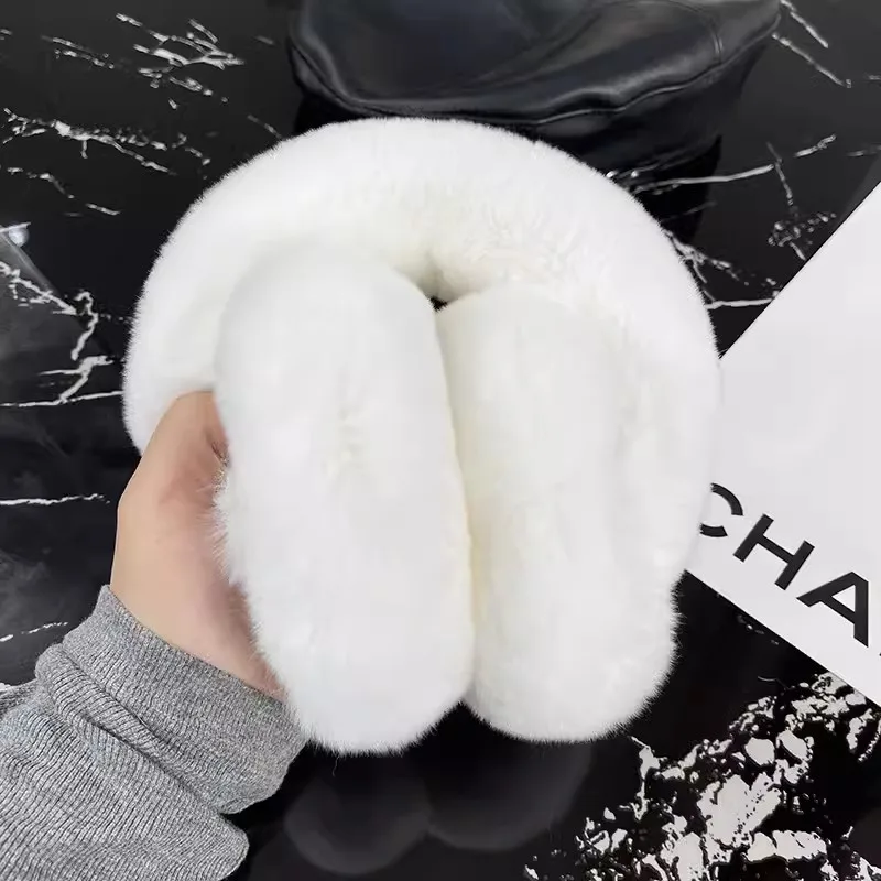 Real Fur Earmuffs Winter Russian Women Warm Genuine Rex Rabbit Fur Earmuff Fashion Lovely Natural Fur Earflaps Wholesale Retail