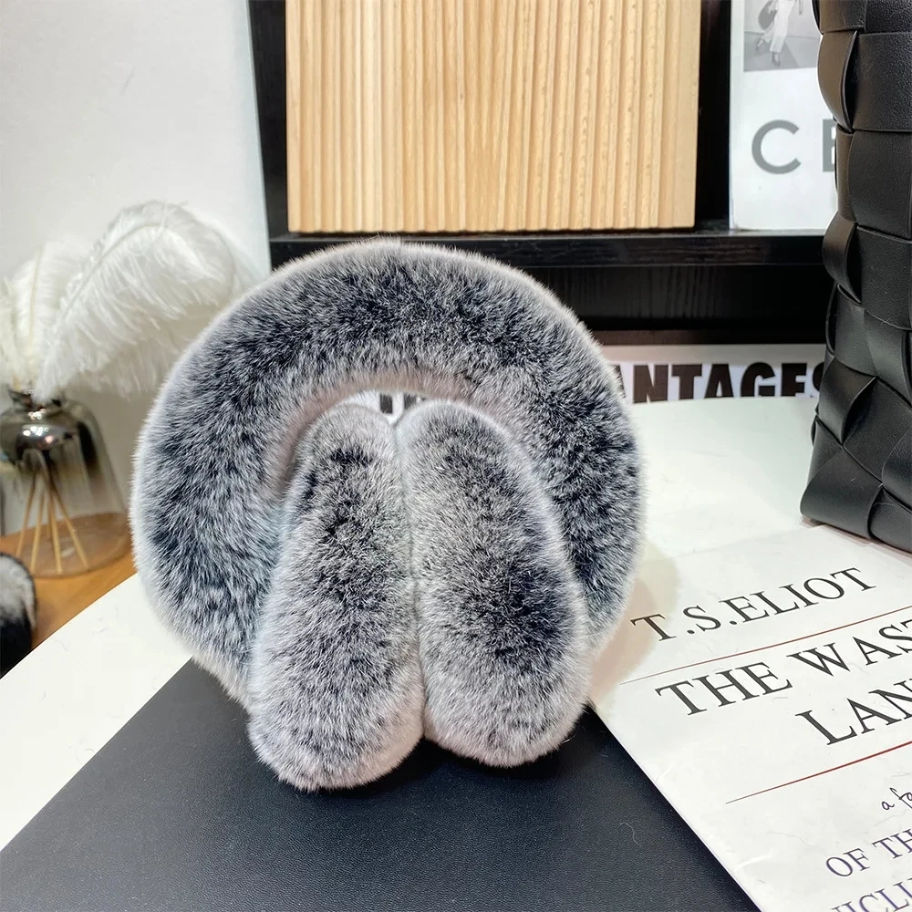 Real Fur Earmuffs Winter Russian Women Warm Genuine Rex Rabbit Fur Earmuff Fashion Lovely Natural Fur Earflaps Wholesale Retail