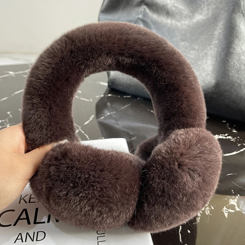 Real Fur Earmuffs Winter Russian Women Warm Genuine Rex Rabbit Fur Earmuff Fashion Lovely Natural Fur Earflaps Wholesale Retail