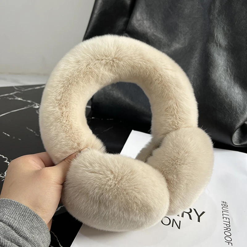Real Fur Earmuffs Winter Russian Women Warm Genuine Rex Rabbit Fur Earmuff Fashion Lovely Natural Fur Earflaps Wholesale Retail