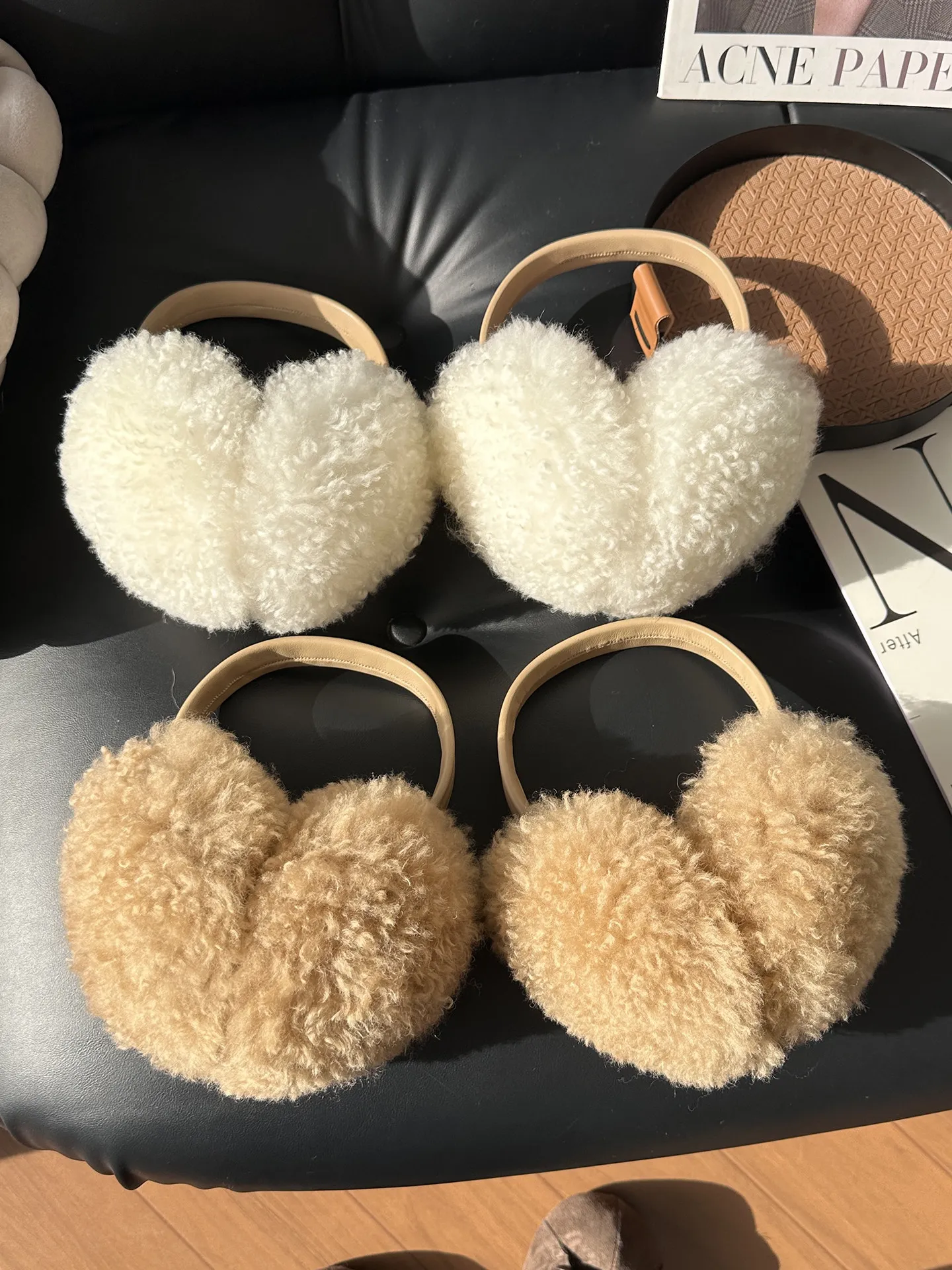 Women Genuine Sheepskin Earmuffs Real Wool Winter Warm Ear Warmer Foldable Ear Covers Cold Ear Protector Outdoor Muffs