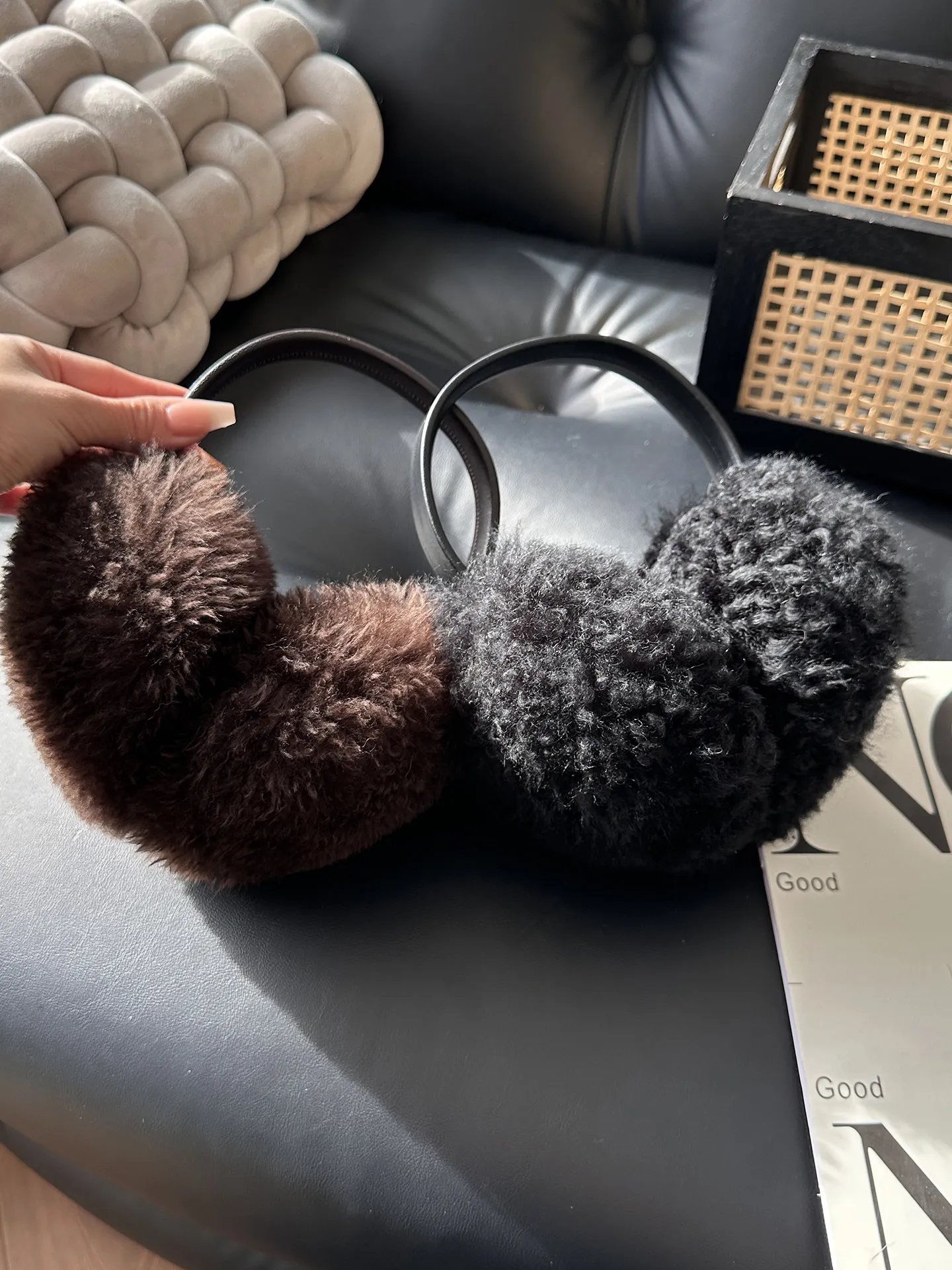 Women Genuine Sheepskin Earmuffs Real Wool Winter Warm Ear Warmer Foldable Ear Covers Cold Ear Protector Outdoor Muffs