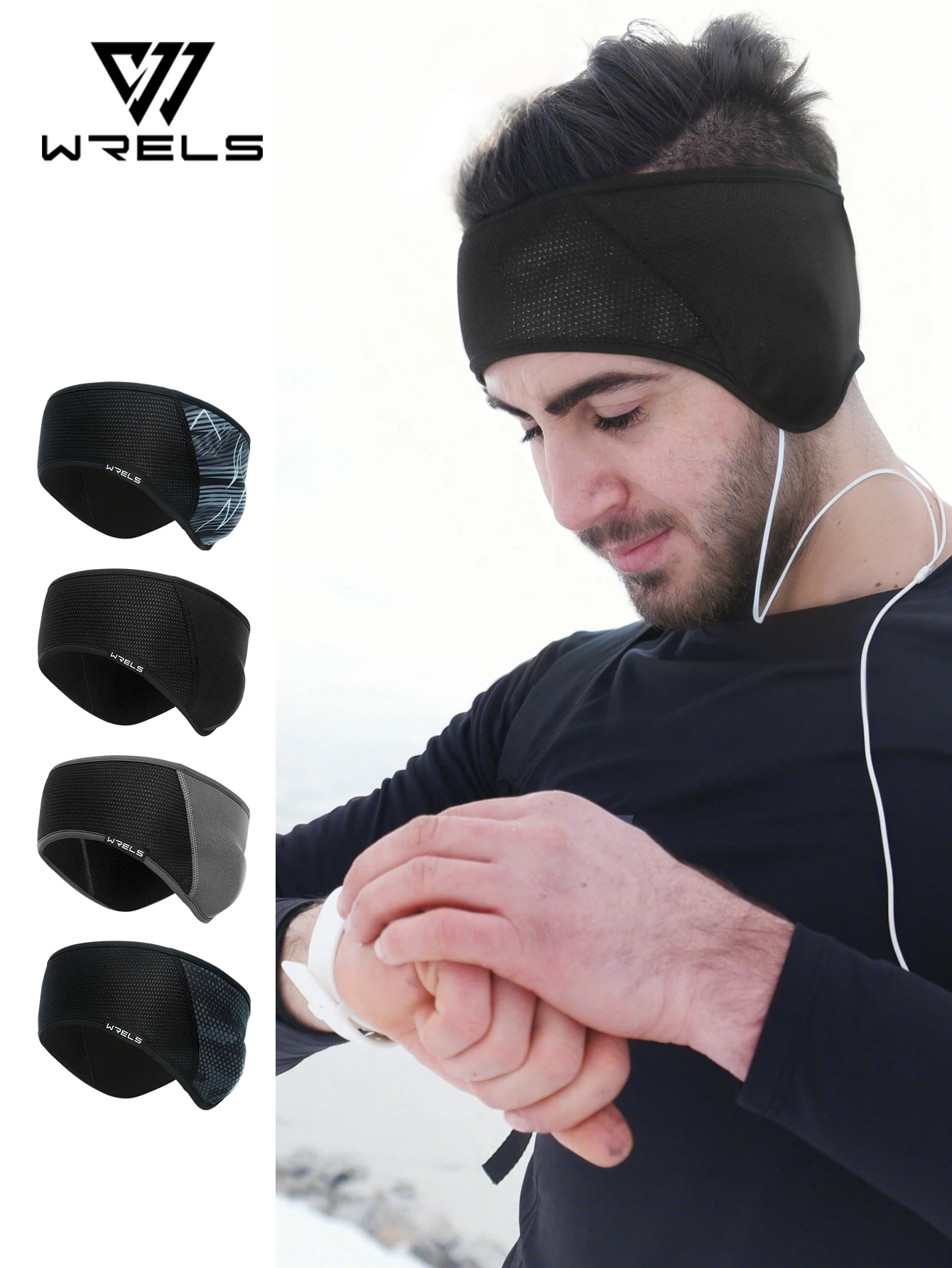 WRELS Cycling Fleece Ear Cover Winter Windproof Hiking Headwear Workout Fleece Ear Muffs Men Women Warm Running Ski Sports Band