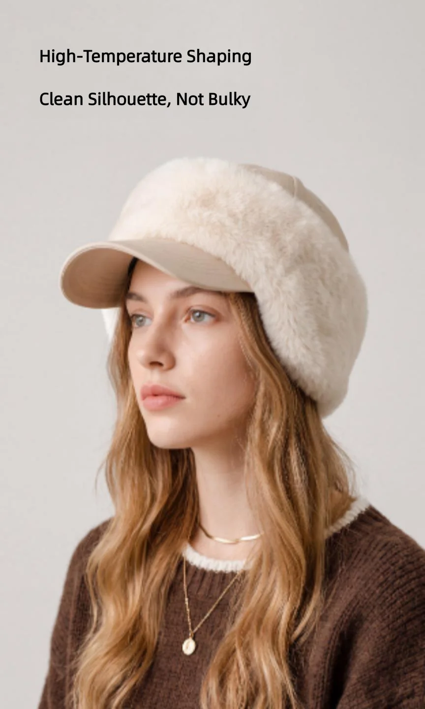 Faux Fur Ear Warmers for Women Winter Warm Plush Earmuffs for Baseball Caps Adjustable Soft Ear Covers