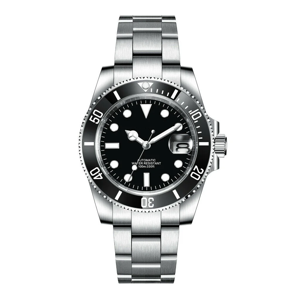 Custom Logo Men Watches Luxury 40mm NH35/MIYOTA Automatic Mechanical Wristwatches Ceramic 100M Dive Watch Sapphire Luminous