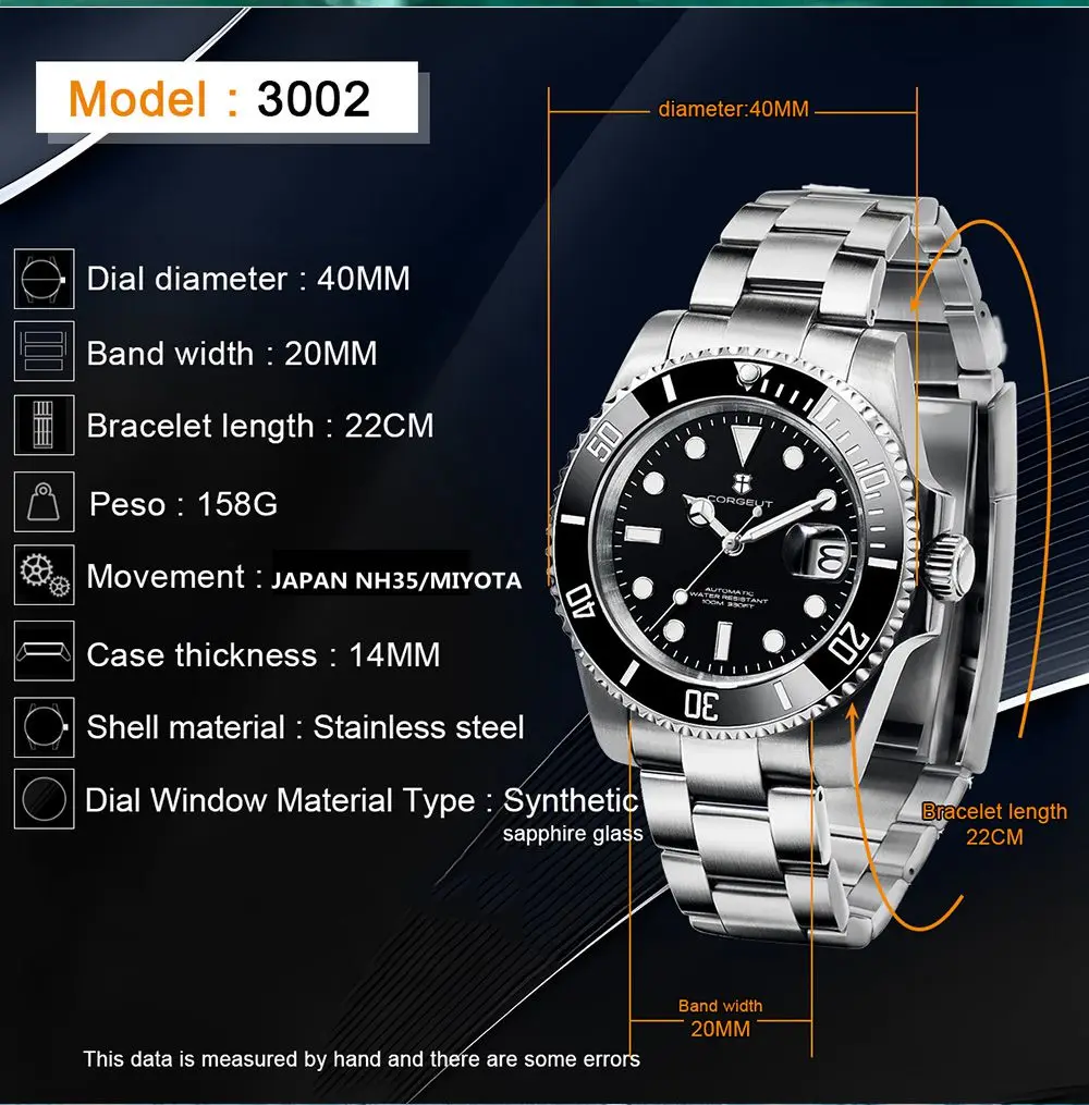 Custom Logo Men Watches Luxury 40mm NH35/MIYOTA Automatic Mechanical Wristwatches Ceramic 100M Dive Watch Sapphire Luminous