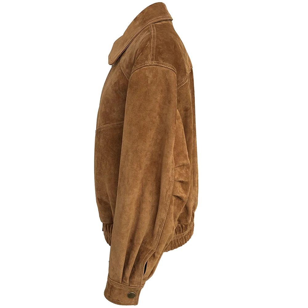 YOLOAgain Real Sheepskin Suede Jacket Women Oversized Genuine Leather Jacket Female
