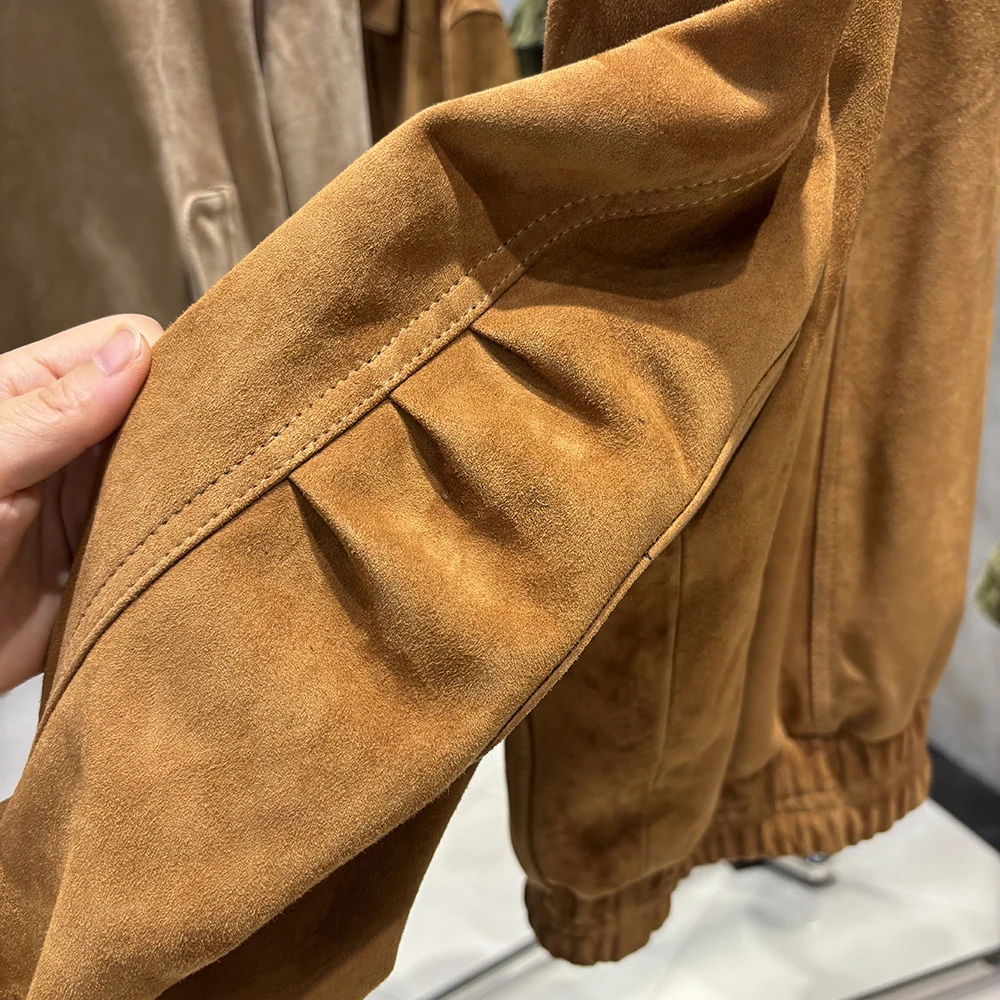 YOLOAgain Real Sheepskin Suede Jacket Women Oversized Genuine Leather Jacket Female