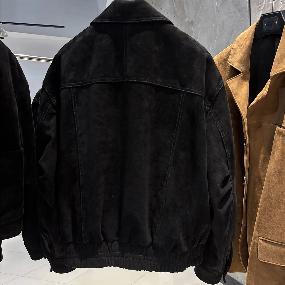 YOLOAgain Real Sheepskin Suede Jacket Women Oversized Genuine Leather Jacket Female