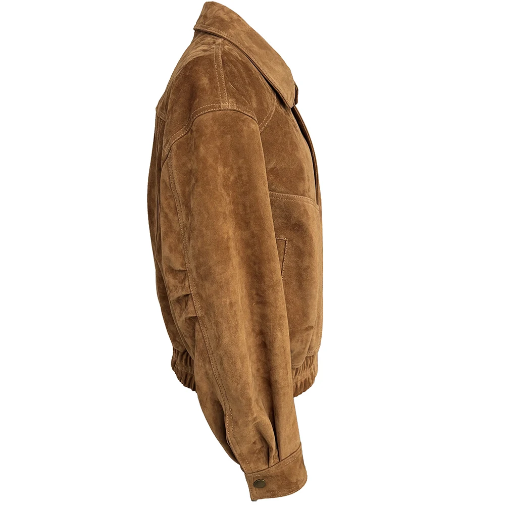 YOLOAgain Real Sheepskin Suede Jacket Women Oversized Genuine Leather Jacket Female