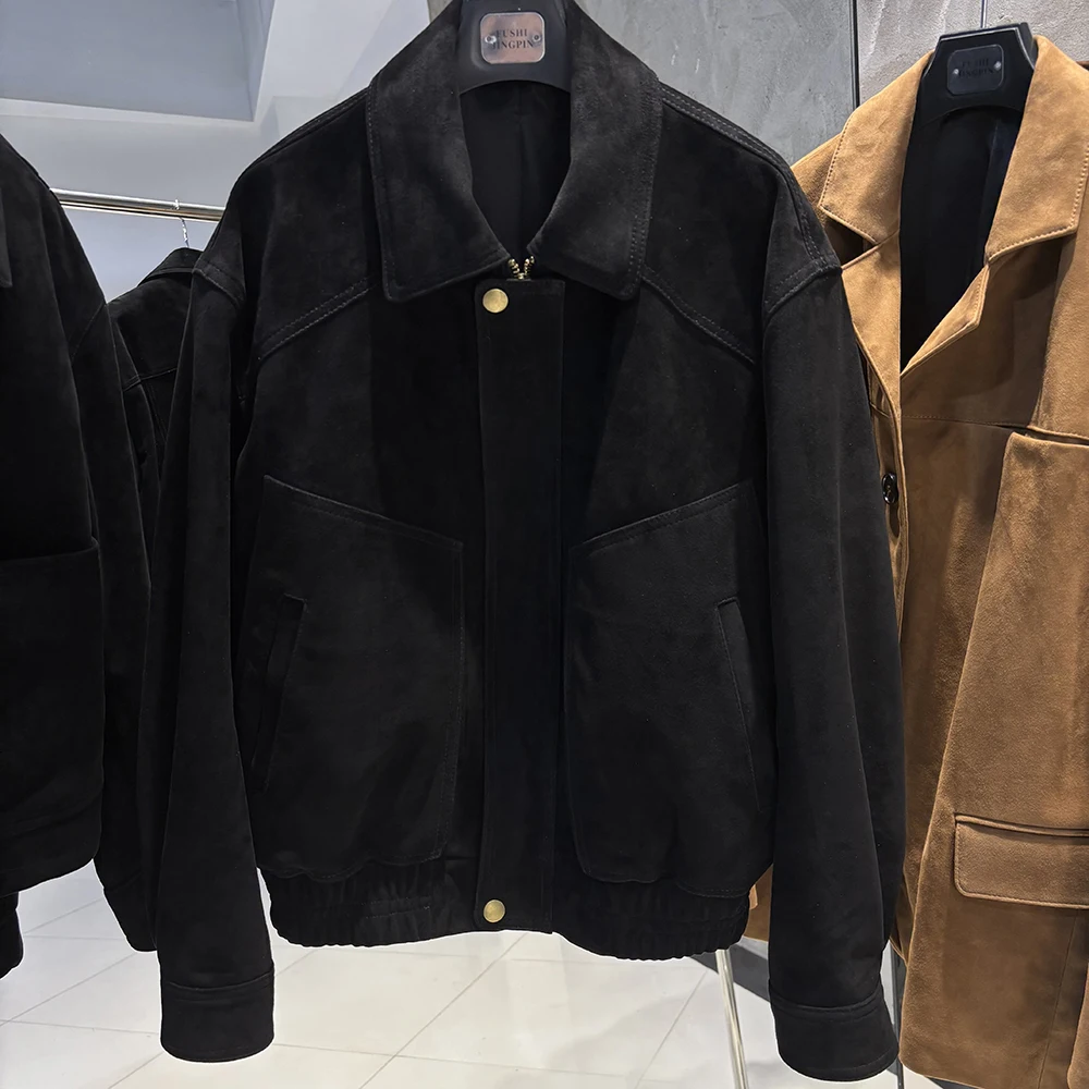 YOLOAgain Real Sheepskin Suede Jacket Women Oversized Genuine Leather Jacket Female