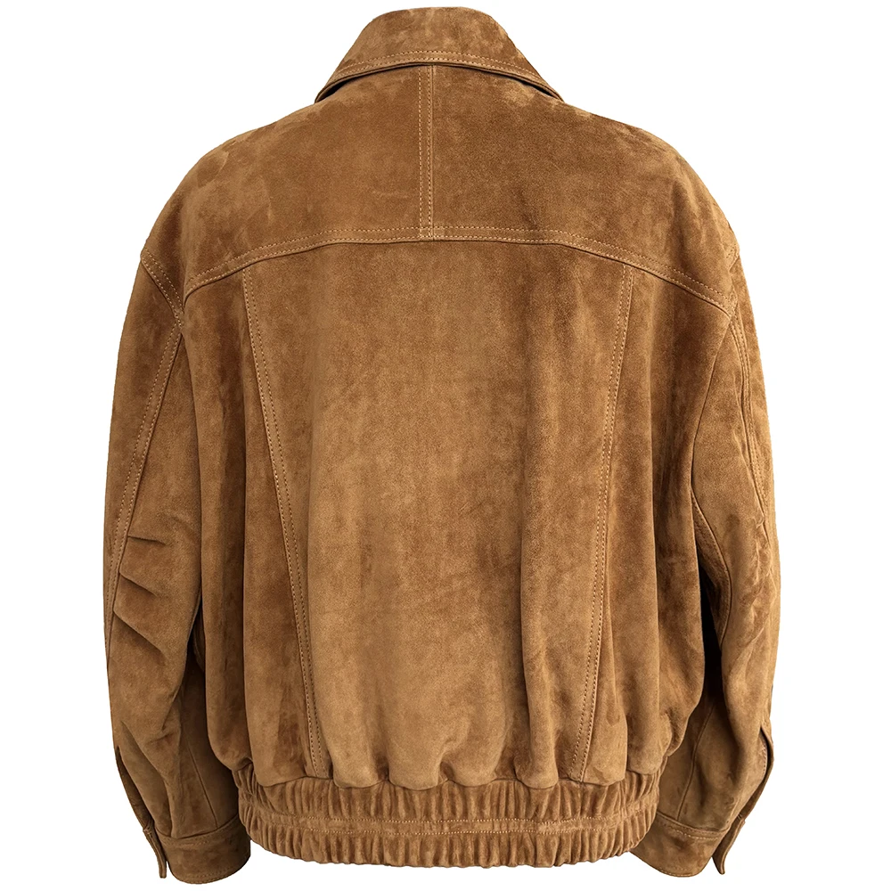 YOLOAgain Real Sheepskin Suede Jacket Women Oversized Genuine Leather Jacket Female