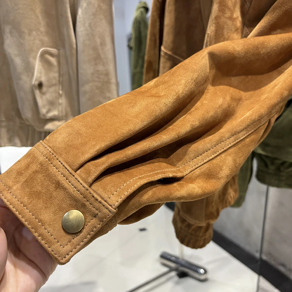 YOLOAgain Real Sheepskin Suede Jacket Women Oversized Genuine Leather Jacket Female