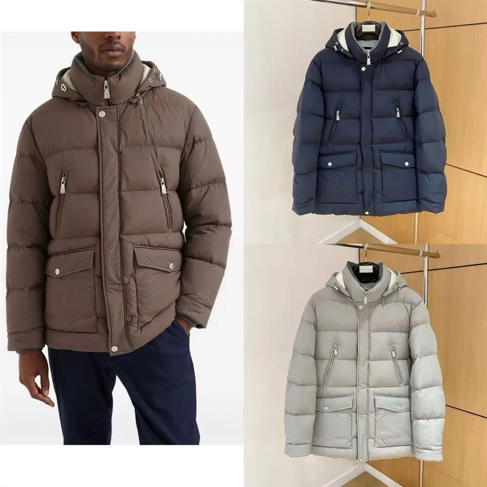 Italian Man 26FW New Style BC* Hooded down Jacket Business Casual Wear Warm and Windproof Outerwear