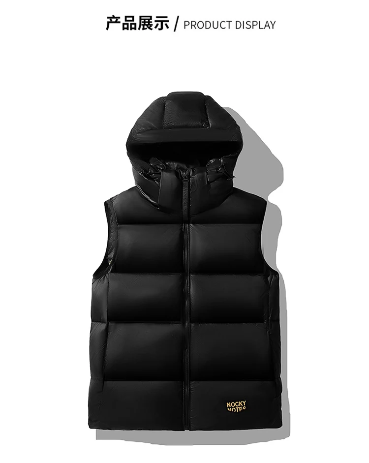 White Duck Down Vest Men Detachable Hood Sleeveless Jacket Male Autumn Puffer Waistcoat Black Gold Warm Korean Style Casual 5XL