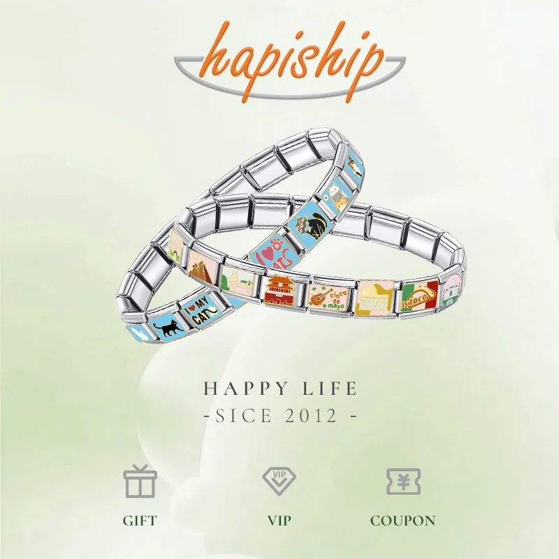 Hapiship 2025 New Fashion Number 0 1 2 3 4 5 6 7 8 9 Italian Charm Fit 9mm Stainless Steel Bracelet Making Women Jewelry DJ1449