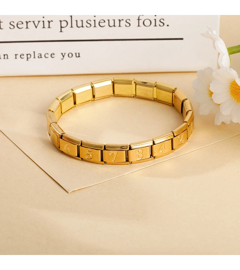 Hapiship 2025 New Fashion Number 0 1 2 3 4 5 6 7 8 9 Italian Charm Fit 9mm Stainless Steel Bracelet Making Women Jewelry DJ1449