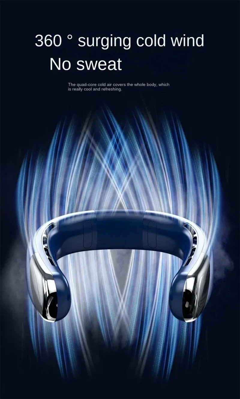 Lenovo 10000mAh Portable Neck Fan Bladeless Silent Fan USB Rechargeable 3 Speeds Mute Wireless Electric Neck Cooler Fan 2026New