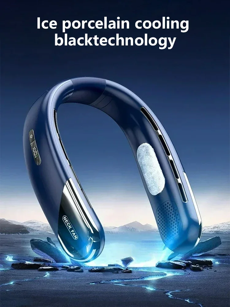 Lenovo 10000mAh Portable Neck Fan Bladeless Silent Fan USB Rechargeable 3 Speeds Mute Wireless Electric Neck Cooler Fan 2026New