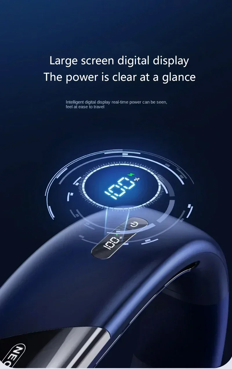 Lenovo 10000mAh Portable Neck Fan Bladeless Silent Fan USB Rechargeable 3 Speeds Mute Wireless Electric Neck Cooler Fan 2026New