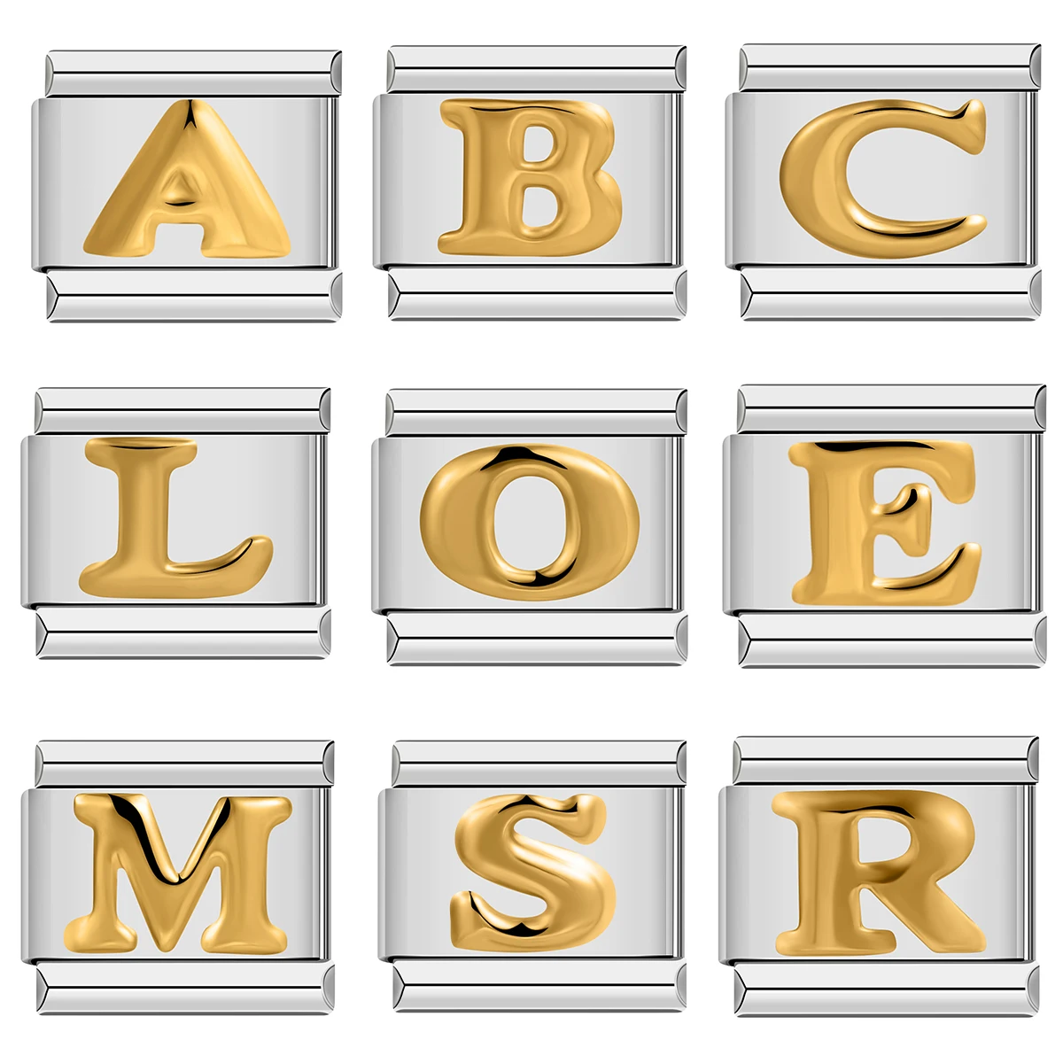2025 New Fashion 26 English Letter Italian Charm Chain DIY Bracelet Gold Plated Letter Neutral Jewelry