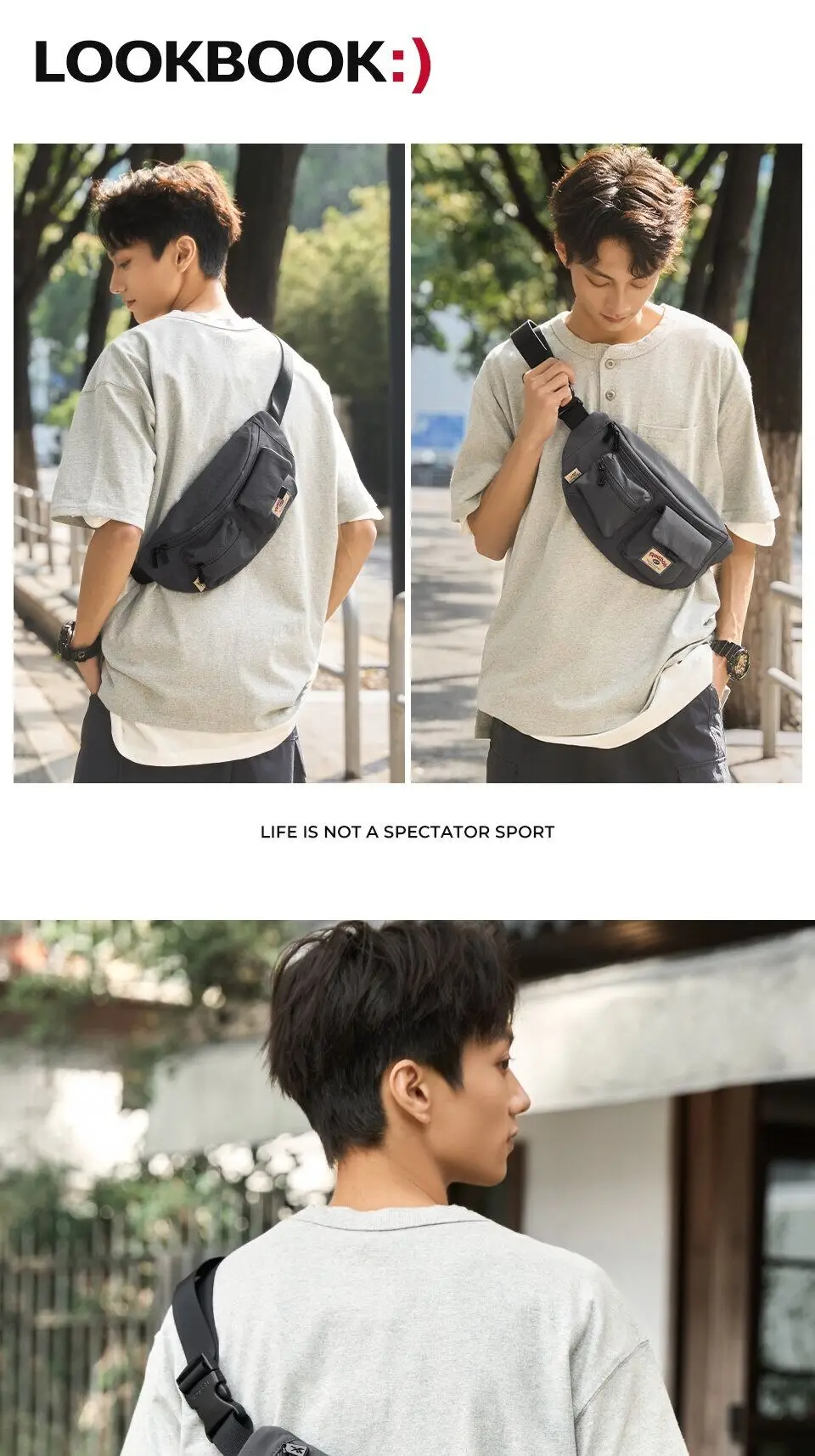REEBOK Casual Lightweight Crossbody Waist Bag Unisex Outdoor Sport Fanny Pack Women Men Phone Side Belt Bag Bum Bag