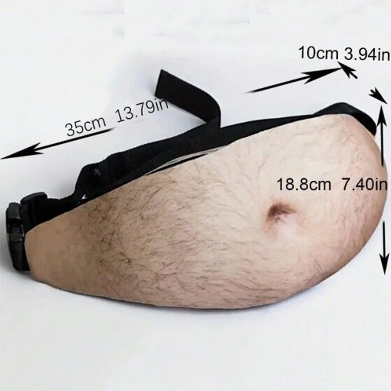 Fun Beer Belly Fanny Mobile Waist Bag, Innovative Fake Dad Belly Adjustable Multifunctional Large Capacity Belt Sports Packs Bag
