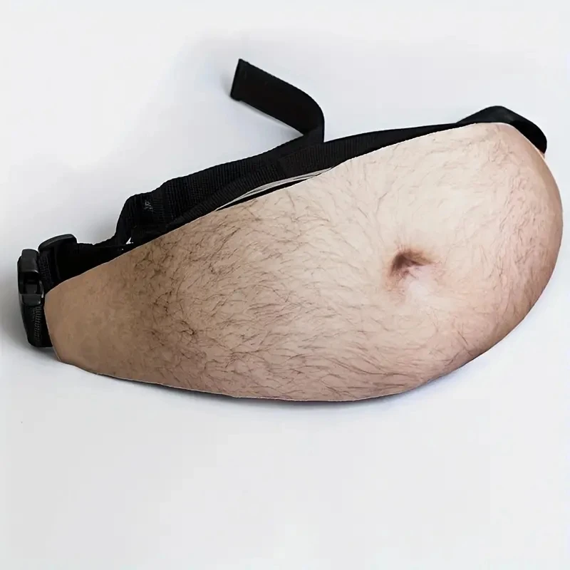 Fun Beer Belly Fanny Mobile Waist Bag, Innovative Fake Dad Belly Adjustable Multifunctional Large Capacity Belt Sports Packs Bag