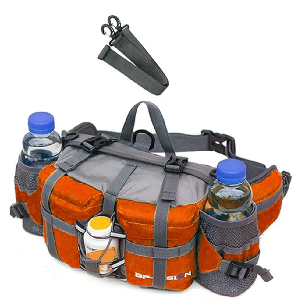 Male and Female Outdoor Waist Bags with Cup Storage and Adjustable Shoulder Straps, Suitable for Portable Travel Waist Bags and