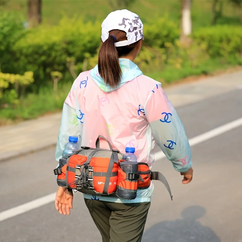 Male and Female Outdoor Waist Bags with Cup Storage and Adjustable Shoulder Straps, Suitable for Portable Travel Waist Bags and