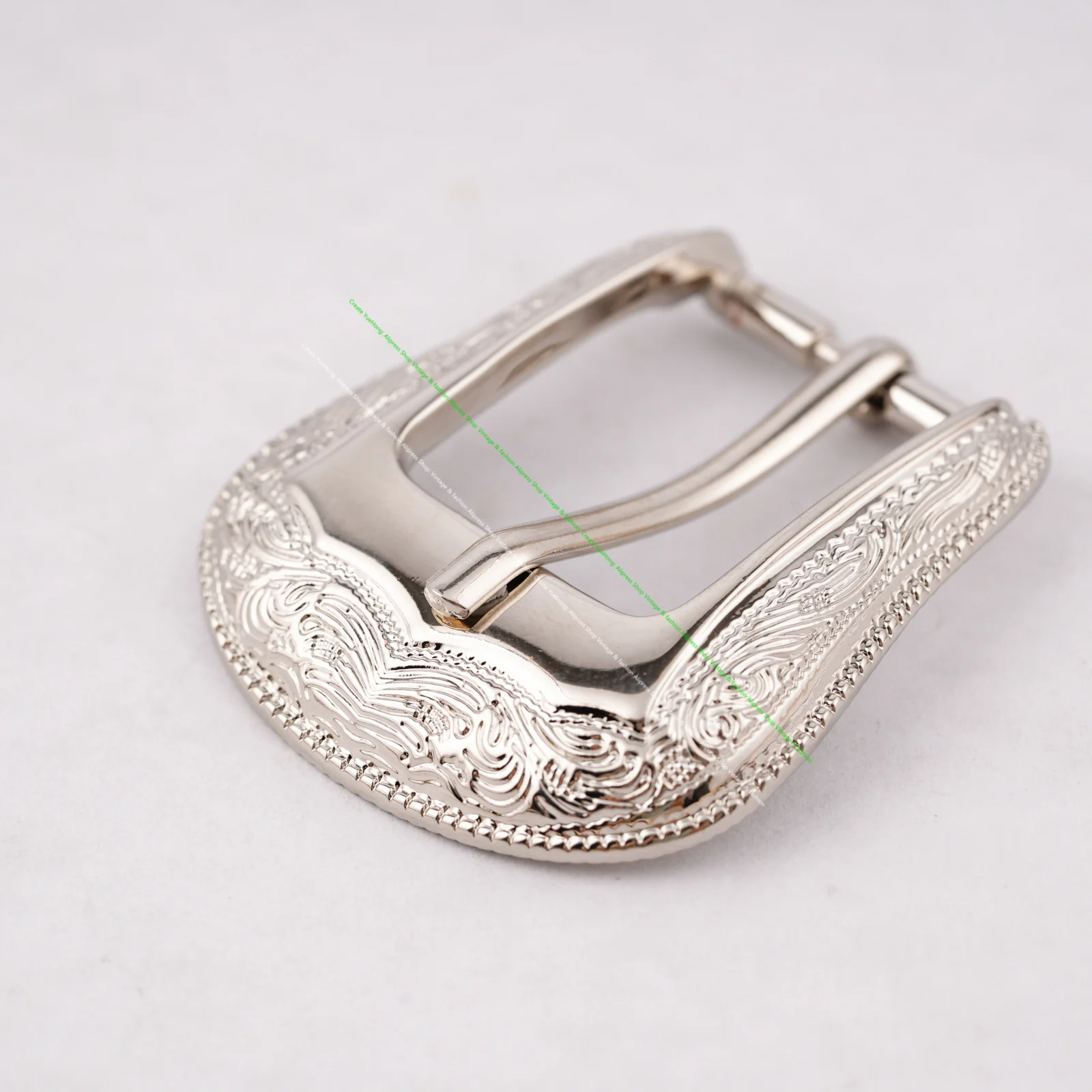 Vintage Western Cowboy Style Leathercraft Belt Buckle Set 3-Piece Flower Engraved Metal Set for 1" Leather Straps