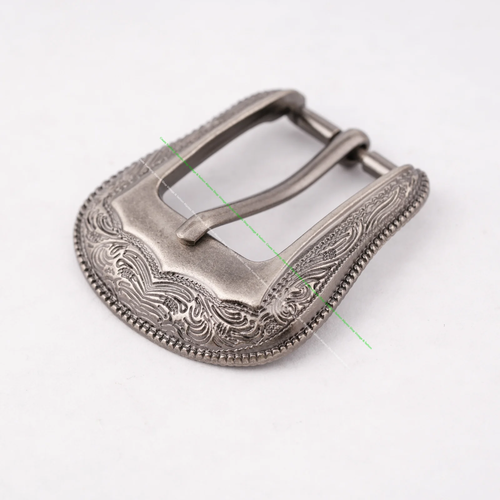 Vintage Western Cowboy Style Leathercraft Belt Buckle Set 3-Piece Flower Engraved Metal Set for 1" Leather Straps