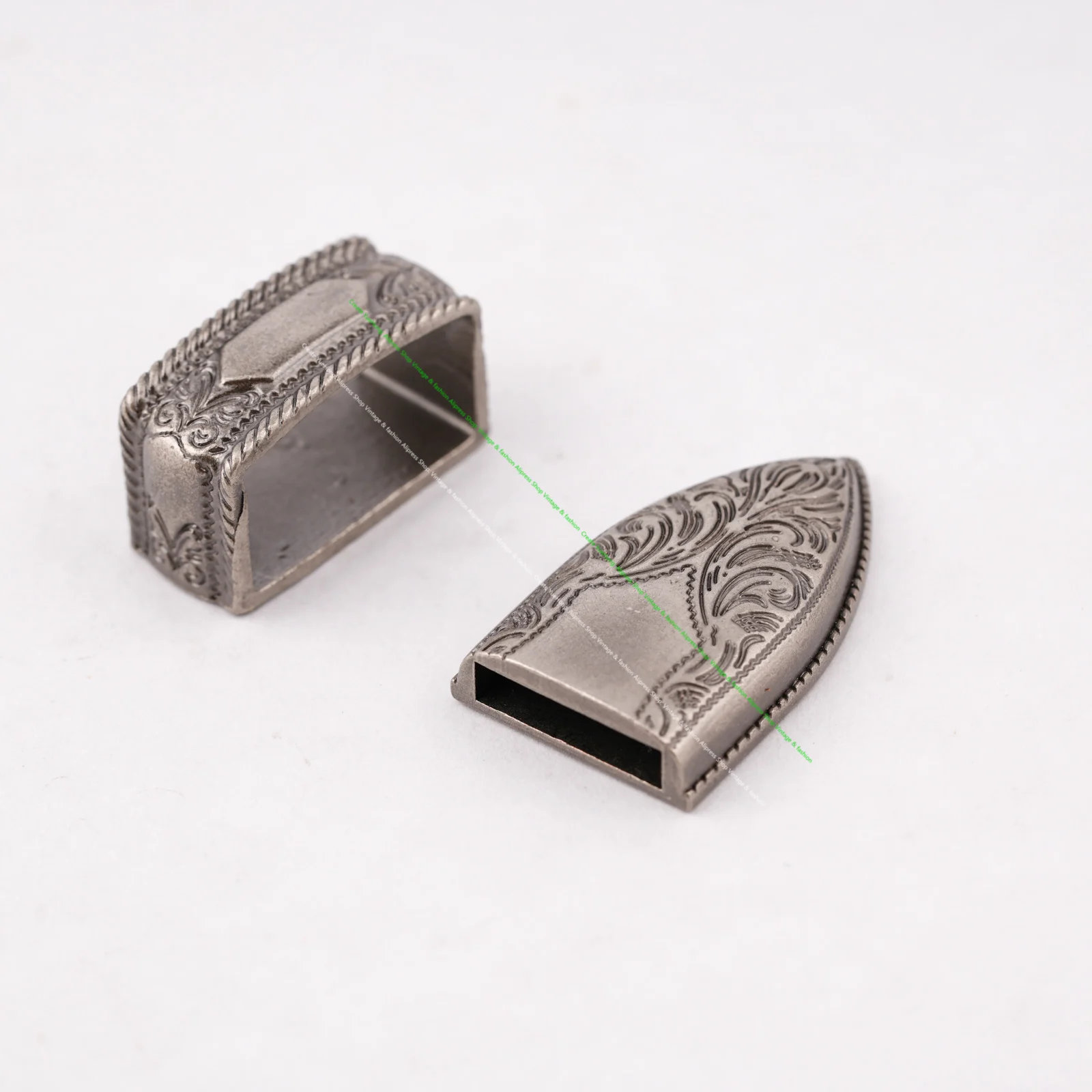 Vintage Western Cowboy Style Leathercraft Belt Buckle Set 3-Piece Flower Engraved Metal Set for 1" Leather Straps