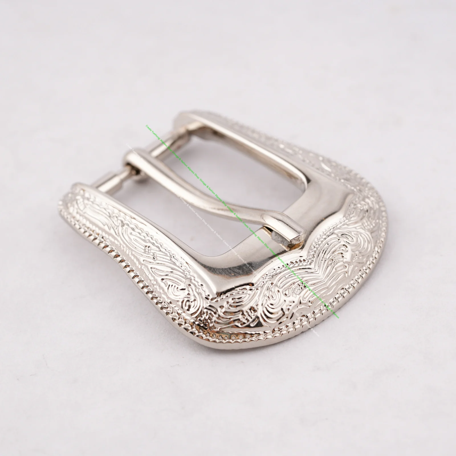 Vintage Western Cowboy Style Leathercraft Belt Buckle Set 3-Piece Flower Engraved Metal Set for 1" Leather Straps