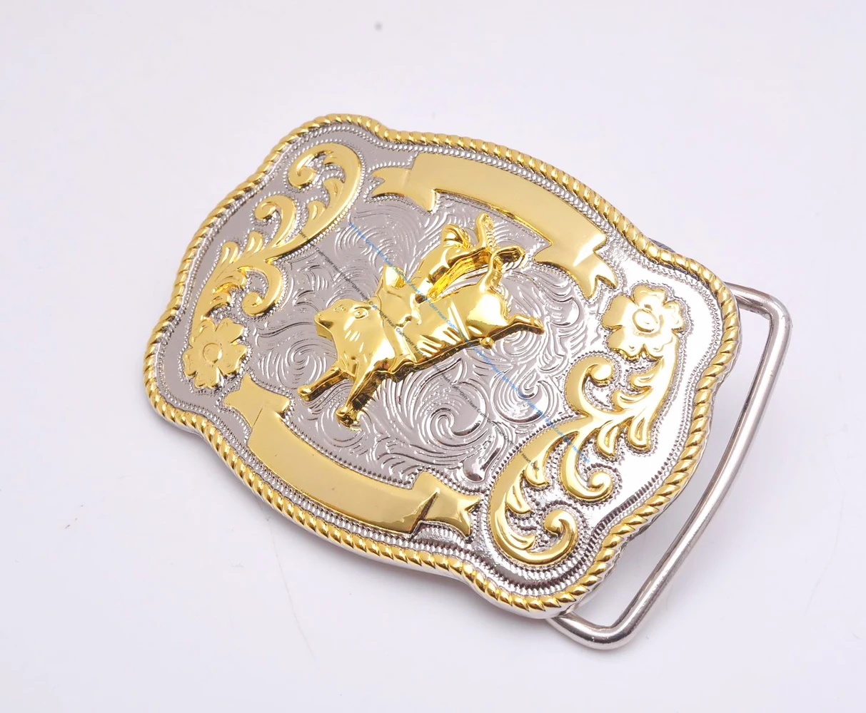 69*50MM Inner 40MM ROCK BULL RIDE RODEO COWBOY TEXAS WESTERN SHINE BELT BUCKLE