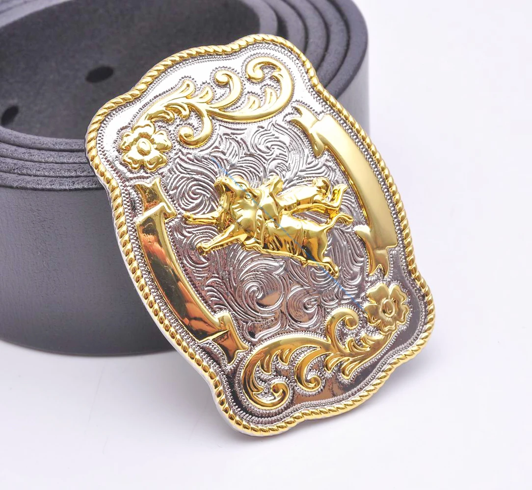 69*50MM Inner 40MM ROCK BULL RIDE RODEO COWBOY TEXAS WESTERN SHINE BELT BUCKLE