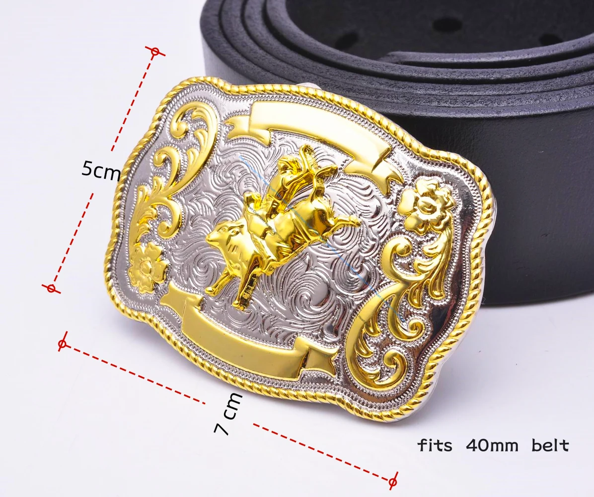 69*50MM Inner 40MM ROCK BULL RIDE RODEO COWBOY TEXAS WESTERN SHINE BELT BUCKLE