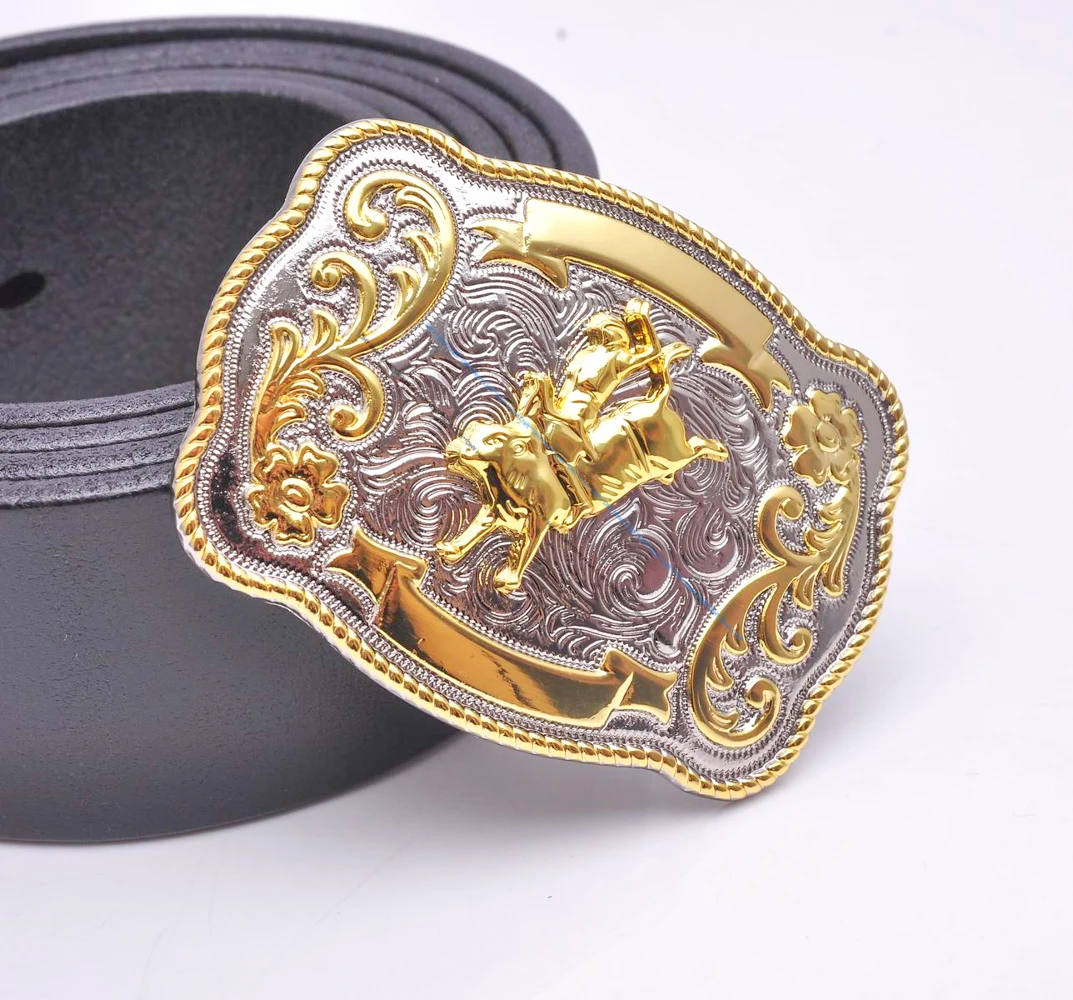 69*50MM Inner 40MM ROCK BULL RIDE RODEO COWBOY TEXAS WESTERN SHINE BELT BUCKLE