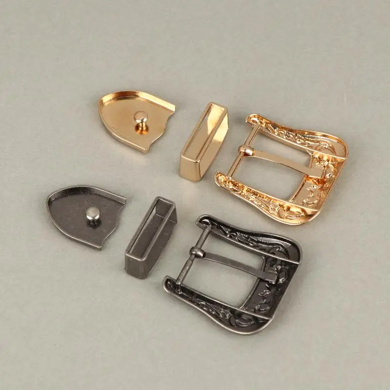 1/2Sets Vintage European & American Style Metal Belt Buckle Floral Engraved Pin Buckle Classic Retro Waistband Clasp​