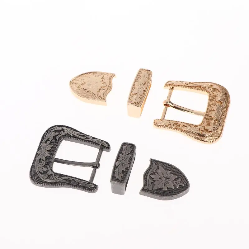 1/2Sets Vintage European & American Style Metal Belt Buckle Floral Engraved Pin Buckle Classic Retro Waistband Clasp​