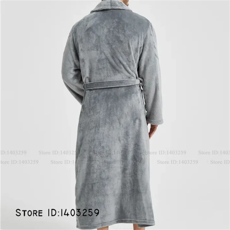 Winter Thicken Flannel Long Robe Couple Sleepwear Kimono Bathrobe Gown Loose Casual Male Homewear Nightwear Coral Fleece Pajama