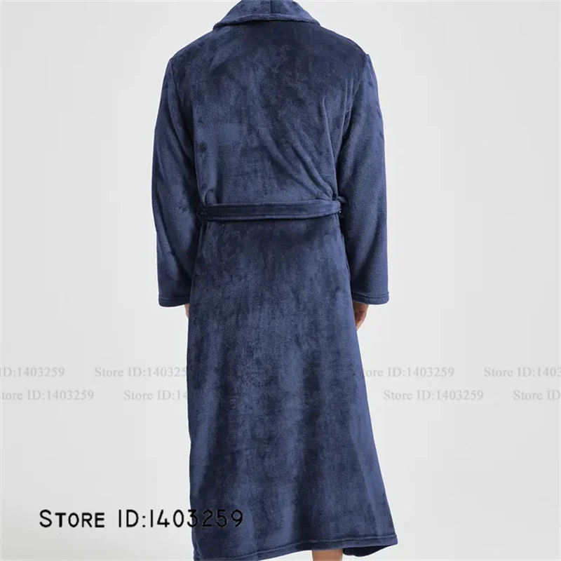 Winter Thicken Flannel Long Robe Couple Sleepwear Kimono Bathrobe Gown Loose Casual Male Homewear Nightwear Coral Fleece Pajama