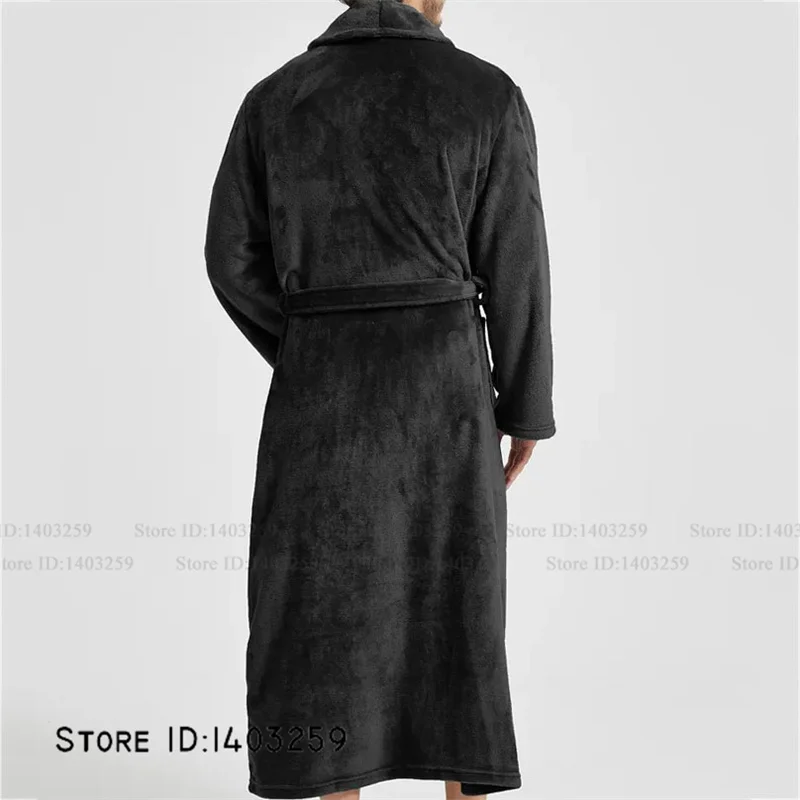 Winter Thicken Flannel Long Robe Couple Sleepwear Kimono Bathrobe Gown Loose Casual Male Homewear Nightwear Coral Fleece Pajama
