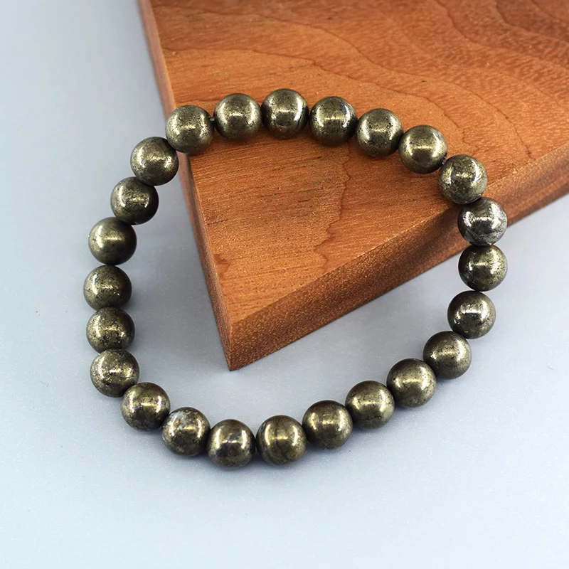 Original Pyrite Beaded Bracelet Men Women Natural Hematite Stone Pyrite Ore Strand Energy Bangle Slimming Health Care Jewelry