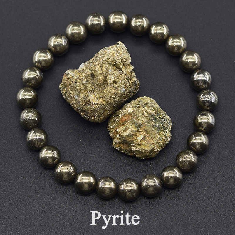 Original Pyrite Beaded Bracelet Men Women Natural Hematite Stone Pyrite Ore Strand Energy Bangle Slimming Health Care Jewelry